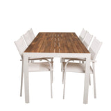Bois Jídelní stůl 200*100cm - Bílá Alu / Akácie + křeslo Santorini (stohovatelné) - Bílá Alu / Bílá Textilene_6