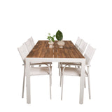Bois Jídelní stůl 200*100cm - Bílá Alu / Akácie + křeslo Santorini (stohovatelné) - Bílá Alu / Bílá Textilene_6