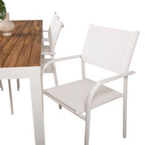 Bois Jídelní stůl 200*100cm - Bílá Alu / Akácie + křeslo Santorini (stohovatelné) - Bílá Alu / Bílá Textilene_6
