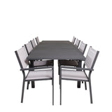 Jídelní stůl Marbella 160/240*100*H75 - Černá + křeslo Copacabana (stohovatelné) - Černá Alu / šedá Textilene_8