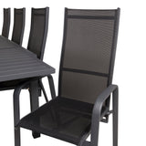 Jídelní stůl Marbella 160/240*100*H75 - Černá+Copacabana polohovací křeslo (stohovatelné) - Černá Alu / Černá Textilene_8