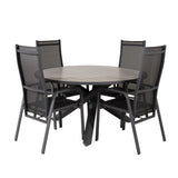 Parma - Stůl ø 140 - Black Alu / Grey Aintwood - Copacabana Recliner Chair - Black/Black 4