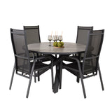 Parma - Stůl ø 140 - Black Alu / Grey Aintwood - Copacabana Recliner Chair - Black/Black 4