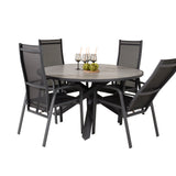 Parma - Stůl ø 140 - Black Alu / Grey Aintwood - Copacabana Recliner Chair - Black/Black 4