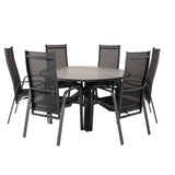 Parma - Stůl ø 140 - Black Alu / Grey Aintwood - Copacabana Recliner Chair - Black/Black 6