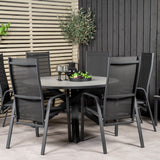 Parma - Stůl ø 140 - Black Alu / Grey Aintwood - Copacabana Recliner Chair - Black/Black 6