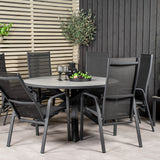 Parma - Stůl ø 140 - Black Alu / Grey Aintwood - Copacabana Recliner Chair - Black/Black 6