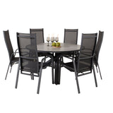 Parma - Stůl ø 140 - Black Alu / Grey Aintwood - Copacabana Recliner Chair - Black/Black 6