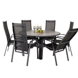 Parma - Stůl ø 140 - Black Alu / Grey Aintwood - Copacabana Recliner Chair - Black/Black 6