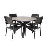 Parma - Stůl ø 140 - Black Alu / Grey Aintwood - Židle na patro (stohovatelné) - Black Alu / Black Aintwood 4
