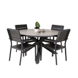 Parma - Stůl ø 140 - Black Alu / Grey Aintwood - Židle na patro (stohovatelné) - Black Alu / Black Aintwood 4
