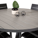Parma - Stůl ø 140 - Black Alu / Grey Aintwood - Židle na patro (stohovatelné) - Black Alu / Black Aintwood 4