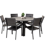 Parma - Stůl ø 140 - Black Alu / Grey Aintwood - Křeslo úrovně (stohovatelné) - Black Alu / Black Aintwood 6