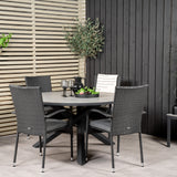 Parma - Stůl ø 140 - Black Alu / Grey Aintwood - Anna Chair - Black 4