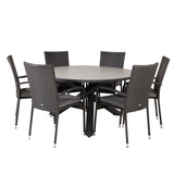 Parma - Stůl ø 140 - Black Alu / Grey Aintwood - Anna Chair - Black 6