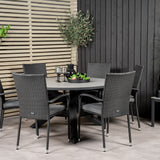 Parma - Stůl ø 140 - Black Alu / Grey Aintwood - Anna Chair - Black 6