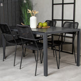 Jídelní stůl Break - 150*90 Black Alu / Black Aintwood +Křeslo Lindos - Black Alu / Black Rope_4