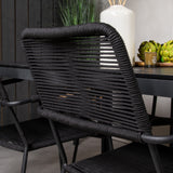 Jídelní stůl Break - 150*90 Black Alu / Black Aintwood +Křeslo Lindos - Black Alu / Black Rope_4