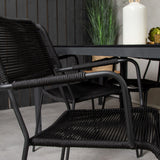 Jídelní stůl Break - 150*90 Black Alu / Black Aintwood +Křeslo Lindos - Black Alu / Black Rope_4