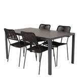 Jídelní stůl Break - 150*90 Black Alu / Black Aintwood +Křeslo Lindos - Black Alu / Black Rope_4