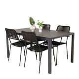 Jídelní stůl Break - 150*90 Black Alu / Black Aintwood +Křeslo Lindos - Black Alu / Black Rope_4