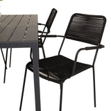 Jídelní stůl Break - 150*90 Black Alu / Black Aintwood +Křeslo Lindos - Black Alu / Black Rope_4