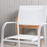 Jídelní stůl Panama 152/210*90 - Bílá Alu / Teak+Santorini křeslo (stohovatelné) - Bílá Alu / Bílá Textilene_6