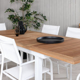 Jídelní stůl Panama 152/210*90 - Bílá Alu / Teak+Santorini křeslo (stohovatelné) - Bílá Alu / Bílá Textilene_6