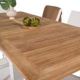 Jídelní stůl Panama 152/210*90 - Bílá Alu / Teak+Santorini křeslo (stohovatelné) - Bílá Alu / Bílá Textilene_6