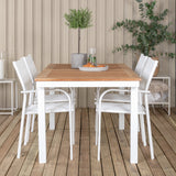Jídelní stůl Panama 152/210*90 – křeslo bílé Alu / Teak+Santorini (stohovatelné