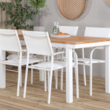 Jídelní stůl Panama 152/210*90 – křeslo bílé Alu / Teak+Santorini (stohovatelné
