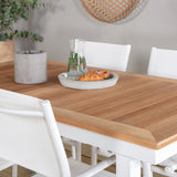Jídelní stůl Panama 152/210*90 – křeslo bílé Alu / Teak+Santorini (stohovatelné
