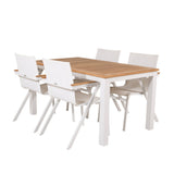 Jídelní stůl Panama 152/210*90 - Bílá Alu / Teak + křeslo Mexico (stohovatelné) - Bílá / Teak _4
