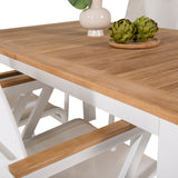 Jídelní stůl Panama 152/210*90 - Bílá Alu / Teak + křeslo Mexico (stohovatelné) - Bílá / Teak _4