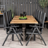 Jídelní stůl Panama 160/240*90 - Black Alu / Teak+Break 5:pos Židle - Black Alu / Black Textilene_8