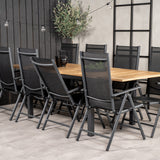 Jídelní stůl Panama 160/240*90 - Black Alu / Teak+Break 5:pos Židle - Black Alu / Black Textilene_8