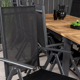 Jídelní stůl Panama 160/240*90 - Black Alu / Teak+Break 5:pos Židle - Black Alu / Black Textilene_8