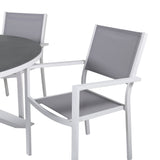 Jídelní stůl Copacabana ø140 - Bílá Alu / Sprayglass+Křeslo Copacabana (stohovatelné) - Bílá Alu / Šedá Textilene_6
