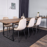 Padang Matbord - Svart / mörk Teak - 250*100*H76+Polar Jídelní židle - Černé nohy / Beige Velvet_6