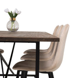 Padang Matbord - Svart / mörk Teak - 250*100*H76+Polar Jídelní židle - Černé nohy / Beige Velvet_6