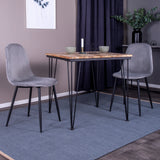 Jídelní stůl Bali - 80*80cm - Teak / Jídelní židle Black+Polar - Černé nohy / Světle šedá Velvet_2