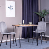 Jídelní stůl Bali - 80*80cm - Teak / Jídelní židle Black+Polar - Černé nohy / Světle šedá Velvet_2