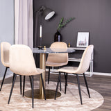 Estelle runt Matbord - Borstad Mässing / Svart marmor - ø106*H75+Polar Jídelní židle - Černé nohy / Beige Velvet_4