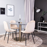 Estelle runt Matbord - Borstad Mässing / Svart marmor - ø106*H75+Polar Jídelní židle - Černé nohy / Beige Velvet_4