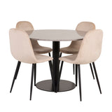 Jídelní stůl Razzia 106 cm - Šedá Terazzo / Černá+Polar Jídelní židle - Černé nohy / Béžová Velvet_4