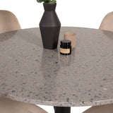 Jídelní stůl Razzia 106 cm - Šedá Terazzo / Černá+Polar Jídelní židle - Černé nohy / Béžová Velvet_4