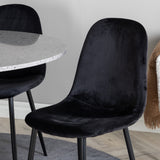 Jídelní stůl Razzia 106 cm - Šedá Terazzo / Jídelní židle Black+Polar - Černé nohy / Black Velvet_4