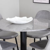 Jídelní stůl Razzia 106 cm - Šedá Terazzo / Jídelní židle Black+Polar - Černé nohy / Světle Šedá Velvet_4