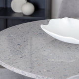 Jídelní stůl Razzia 106 cm - Šedá Terazzo / Jídelní židle Black+Polar - Černé nohy / Světle Šedá Velvet_4