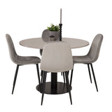 Jídelní stůl Razzia 106 cm - Šedá Terazzo / Jídelní židle Black+Polar - Černé nohy / Světle Šedá Velvet_4